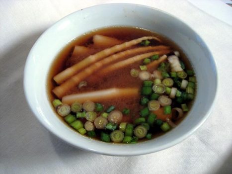 miso soup with baby bamboo shoots